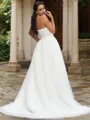 A-line Sweetheart Sleeveless Sweep Train Lace Trendy Wedding Dresses