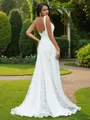 A-line Charming Straps Sleeveless Sweep Train Lace Wedding Dresses