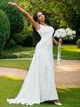 A-line Charming Straps Sleeveless Sweep Train Lace Wedding Dresses