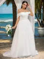 Fashion A-line Off-the-Shoulder Sleeveless Sweep Train Tulle Wedding Dresses