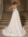 A-line Straps Flattering Sleeveless Court Train Tulle Wedding Dresses