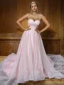 A-line Sweetheart Sleeveless Graceful Sweep Train Satin Wedding Dresses
