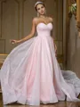 A-line Sweetheart Sleeveless Graceful Sweep Train Satin Wedding Dresses