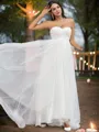 A-line Glam Sweetheart Sleeveless Sweep Train Tulle Wedding Dresses