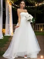 A-line Glam Sweetheart Sleeveless Sweep Train Tulle Wedding Dresses