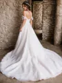 A-line Opulent Off-the-Shoulder Organza Chapel Train Wedding Dress With Slit