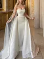 Gorgeous Sheath/Column Sweetheart Satin Floor-Length Wedding Dress With Detachable Train