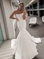 Trumpet/Mermaid Straight Satin Hermosos Sweep Train Corset Wedding Dress