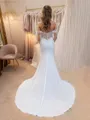 Glam A-line Off-the-Shoulder  Charmeuse Court Train Corset Wedding Dress