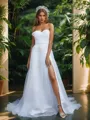 A-line Stunning Sweetheart Organza Cathedral Train Wedding Dress With Slit