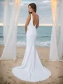Sheath/Column Pretty V-neck Stretch Crepe Court Train Wedding Dress