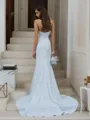 Stylish Sheath/Column Straight Stretch Crepe Court Train Wedding Dress With Pleated