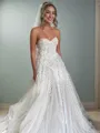 Delicate A-line Sweetheart Court Train Tulle Corset Wedding Dress With Slit