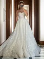 Exquisite A-line Sweetheart Cathedral Train Lace Corset Wedding Dress With Appliques Lace