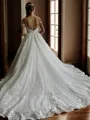 Gorgeous A-line Off-the-Shoulder Cathedral Train Tulle Wedding Dress With Appliques Lace