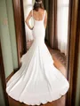 Elegant Sheath/Column Square Chapel Train Stretch Crepe Wedding Dress