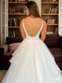 Splendid A-line V-neck Chapel Train Tulle Wedding Dress
