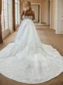 Sheath/Column Enchanting Square Cathedral Train Lace Wedding Dress With Detachable Train