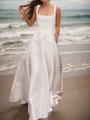 A-line Charming Square Floor-Length Satin Wedding Dress