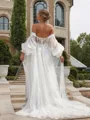 A-line Timeless Sweetheart Long Sleeves Chapel Train Tulle Corset Wedding Dress With Slit
