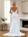 Pretty Sheath/Column Scoop Sweep Train Stretch Crepe Wedding Dress