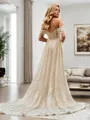 Sheath/Column Trendy Off-the-Shoulder Cathedral Train Corset Wedding Dress With Detachable Train