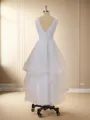 Princess A-line V-neck Asymmetrical Tulle Wedding Dress With Pleated