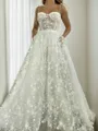 Fashion A-line Spaghetti Straps Floor-Length Lace Corset Wedding Dress With Appliques Lace