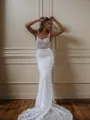 Elegant Sheath/Column Square Cathedral Train Lace Corset Wedding Dress With Appliques Lace