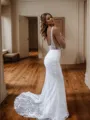 Elegant Sheath/Column Square Cathedral Train Lace Corset Wedding Dress With Appliques Lace