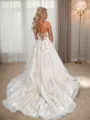 A-line Grand Sweetheart Chapel Train Tulle Corset Wedding Dress With Appliques Lace