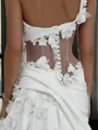 Gorgeous Sheath/Column One-Shoulder Chapel Train Charmeuse Wedding Dress With Appliques Lace