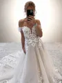 Princess A-line Sweetheart Chapel Train Tulle Corset Wedding Dress With Appliques Lace