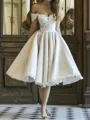 Perfect A-line Off-the-Shoulder Appliques Lace Knee-Length Wedding Dress