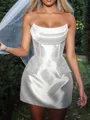 Exquisite Sheath Straight Pleated Short/Mini Satin Corset Wedding Dress