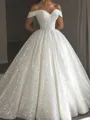 Fashion-forward Ball-Gown Off-the-Shoulder Cathedral Train Corset Wedding Dress