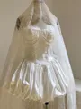 Charming Ball-Gown Straight Appliques Lace Short/Mini Satin Corset Wedding Dress