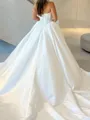 Stunning A-Line Straight Appliques Lace Cathedral Train Satin Corset Wedding Dress