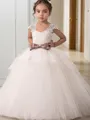 Ball-Gown Princess Straps Sleeveless Floor-Length Precious Tulle Flower Girl Dress With Sash
