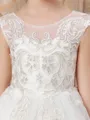 Ball-Gown Princess Scoop Sparkling Sleeveless Sweep Train Tulle Flower Girl Dress
