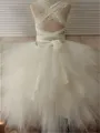 Ball-Gown Princess Scoop Sleeveless Ankle-Length Celebratory Tulle Flower Girl Dress With Lace