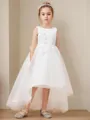 A-line Princess Scoop Sleeveless Asymmetrical Adorable Tulle Flower Girl Dress