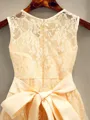 A-line Scoop Sleeveless Tea-Length Dainty Lace Flower Girl Dress