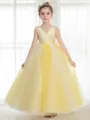 Ball-Gown Princess Precious V-neck Sleeveless Ankle-Length Tulle Flower Girl Dress