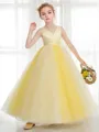 Ball-Gown Princess Precious V-neck Sleeveless Ankle-Length Tulle Flower Girl Dress