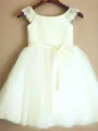 A-line Princess Lovely Scoop Sleeveless Knee-Length Tulle Flower Girl Dress With Sash