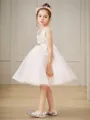 Precious A-line Princess V-neck Sleeveless Knee-Length Tulle Flower Girl Dress