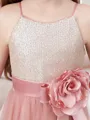 A-line Princess Spaghetti Straps Petite Sleeveless Floor-Length Tulle Flower Girl Dress