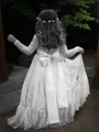 Celebratory A-line Jewel Long Sleeves Floor-Length Lace Flower Girl Dress With Bowknot