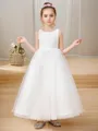 A-line Princess Scoop Sleeveless Ankle-Length Innocent Tulle Flower Girl Dress